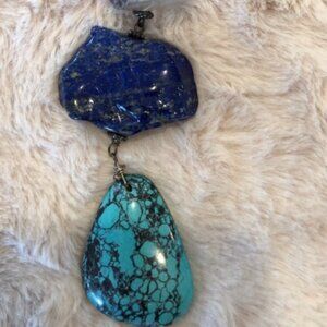 Blue and Turquoise Stone Pendant Necklace